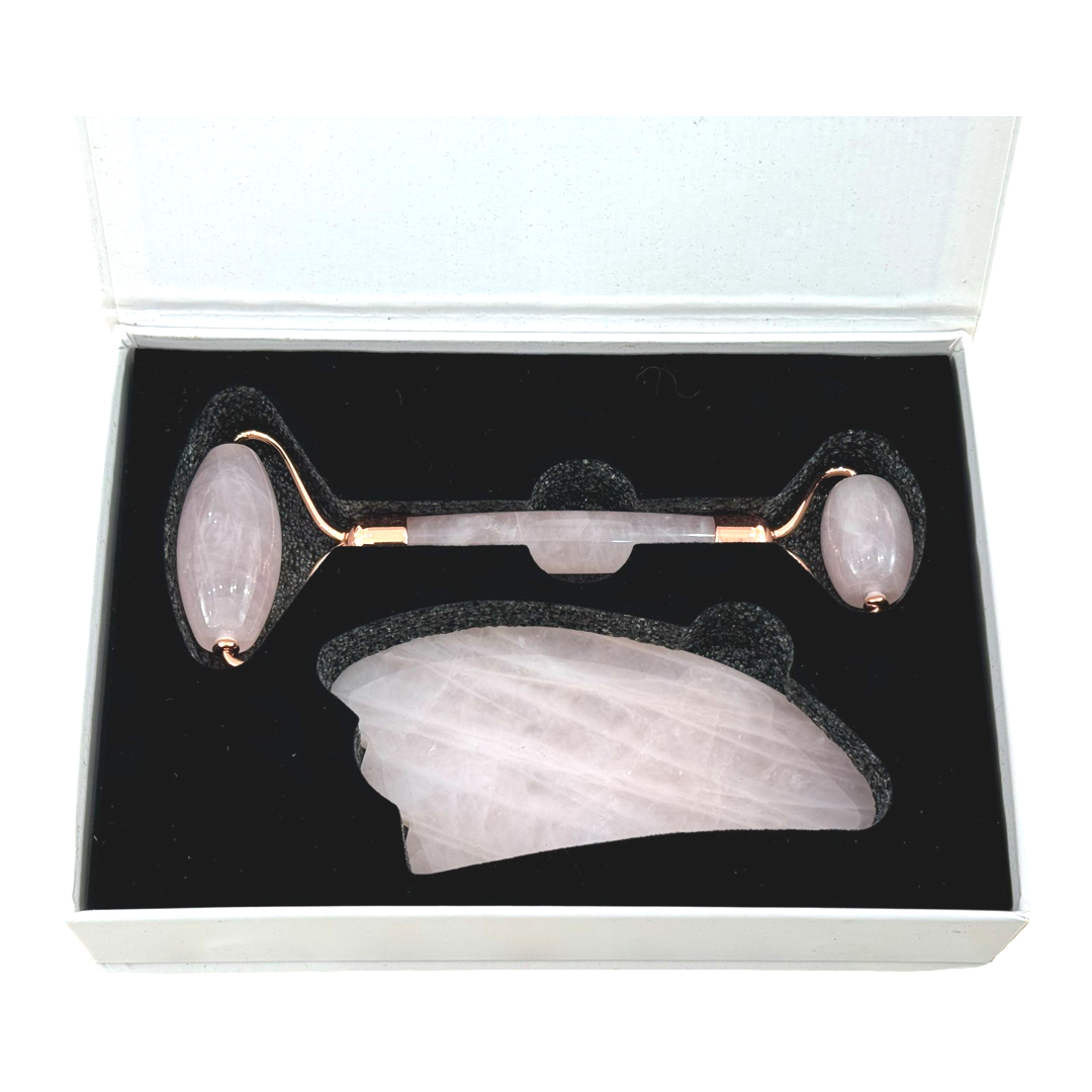 Sett med massasjerulle og Gua Sha