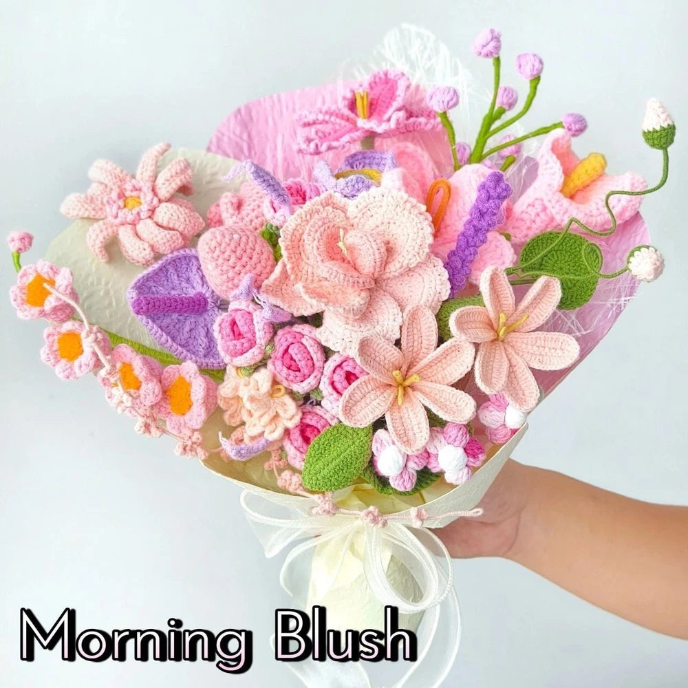 Purple Crochet Flower Bouquet Birthday Mother's Day Mom Keepsake Flowers Gift