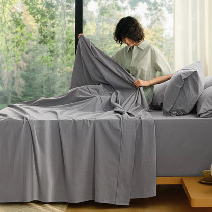 PureWoven™ 6-Piece Washed Cotton Sheet Set