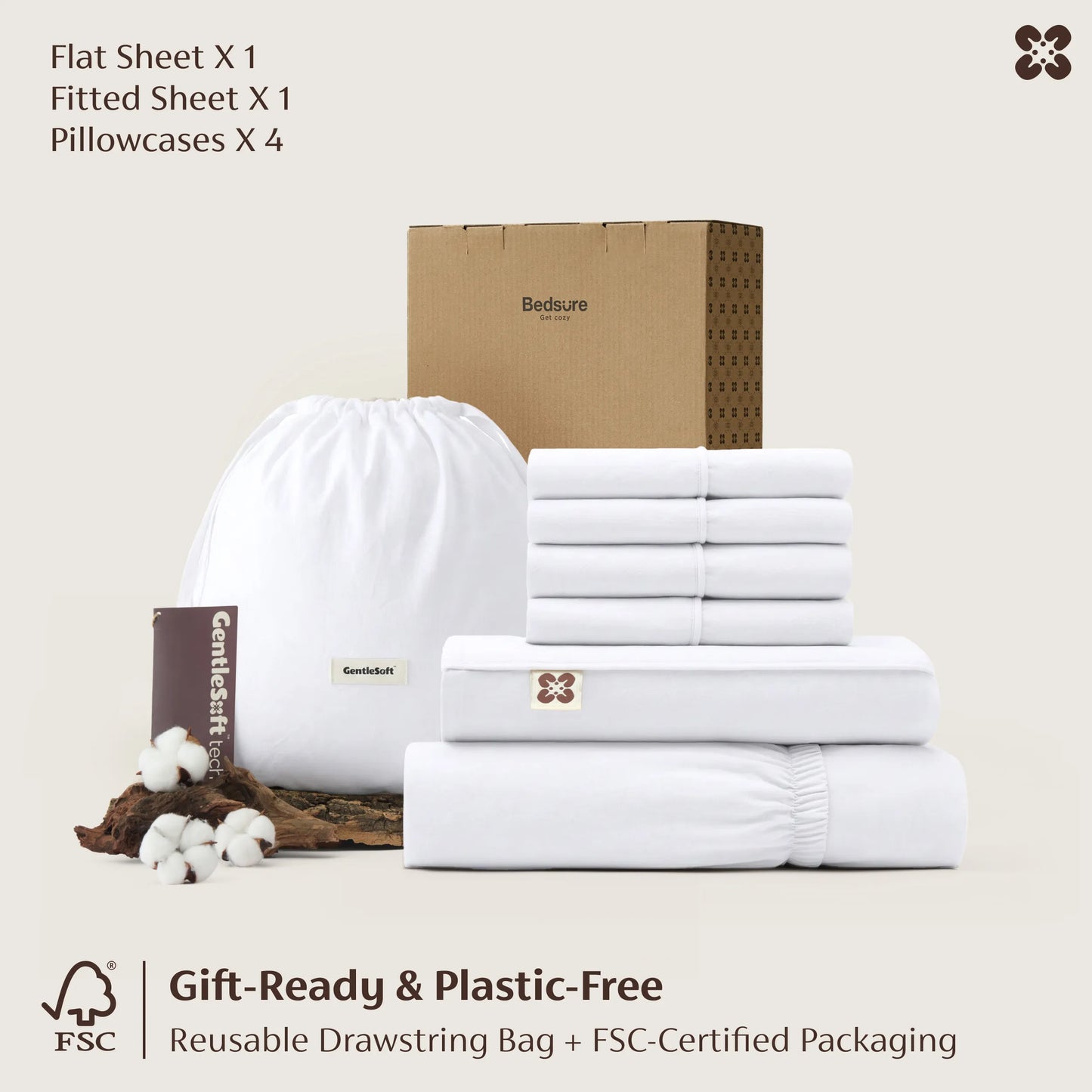 PureWoven™ 6-Piece Washed Cotton Sheet Set
