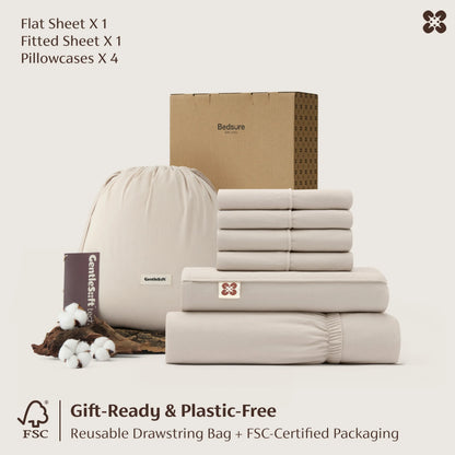 PureWoven™ 6-Piece Washed Cotton Sheet Set