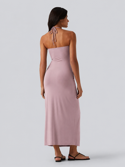 Halter Tie Back Maxi Dress with Pockets