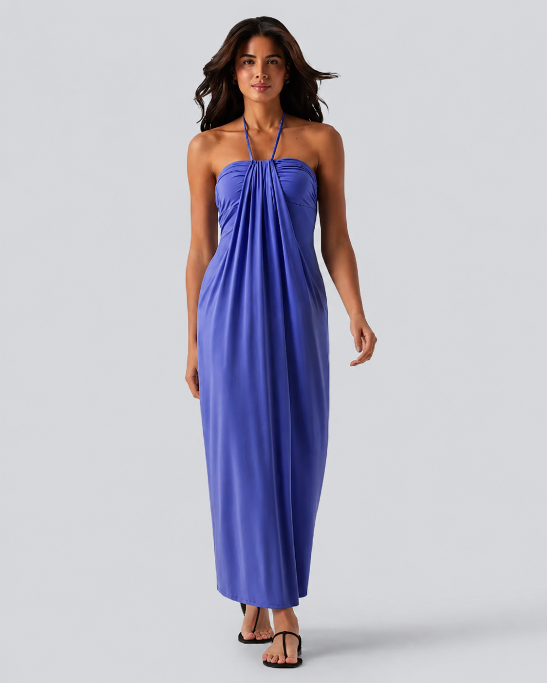 Halter Tie Back Maxi Dress with Pockets