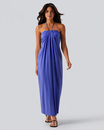 Halter Tie Back Maxi Dress with Pockets