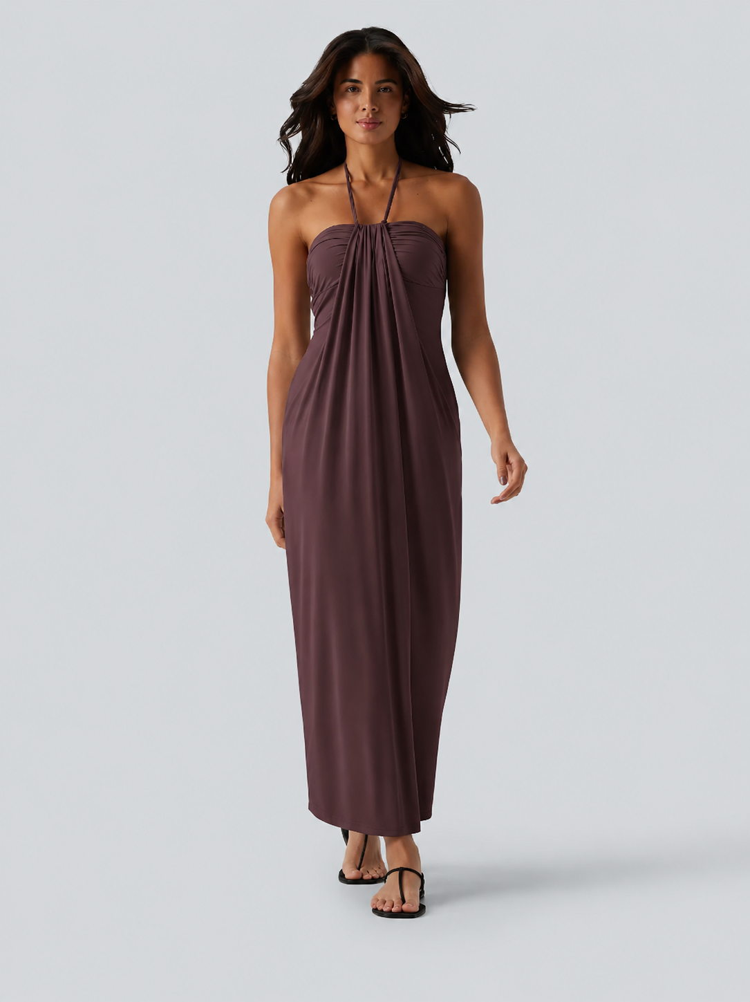 Halter Tie Back Maxi Dress with Pockets