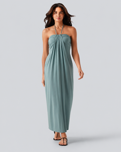 Halter Tie Back Maxi Dress with Pockets