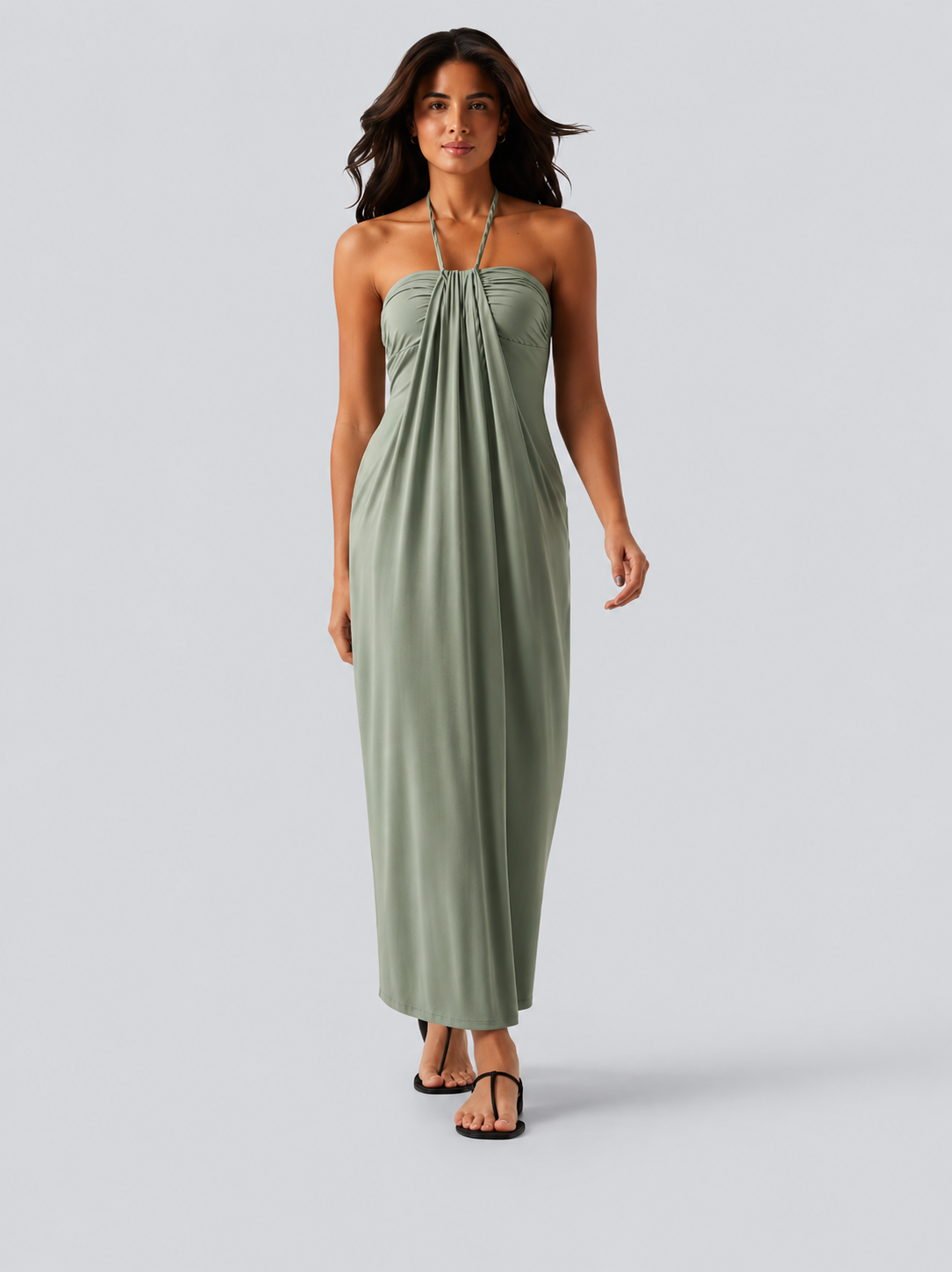 Halter Tie Back Maxi Dress with Pockets