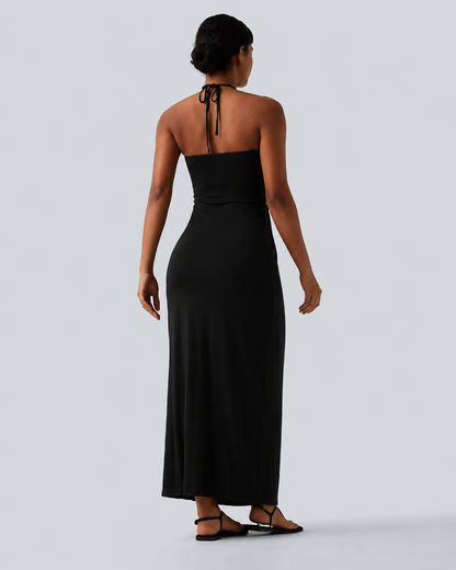 Halter Tie Back Maxi Dress with Pockets