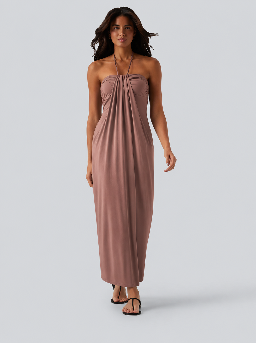 Halter Tie Back Maxi Dress with Pockets