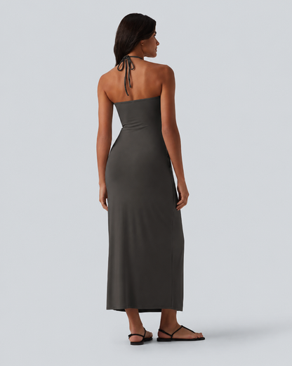 Halter Tie Back Maxi Dress with Pockets