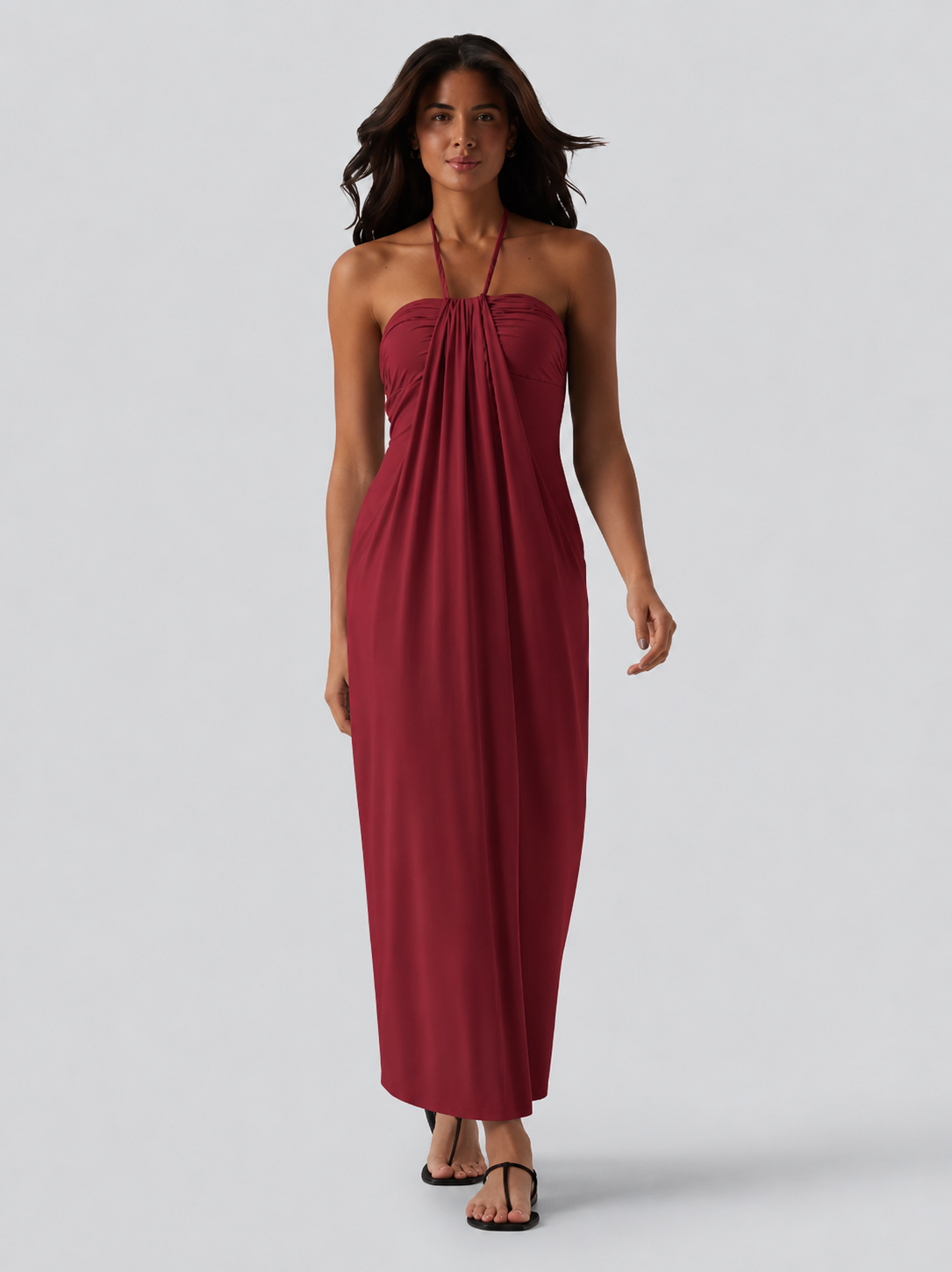 Halter Tie Back Maxi Dress with Pockets