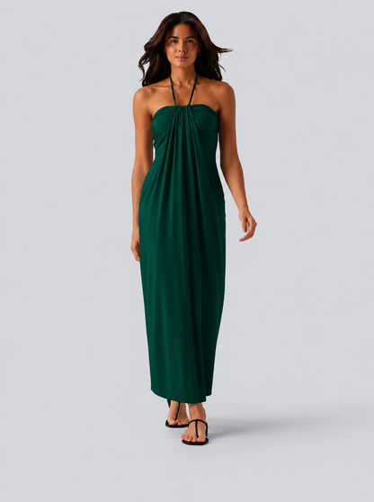 Halter Tie Back Maxi Dress with Pockets