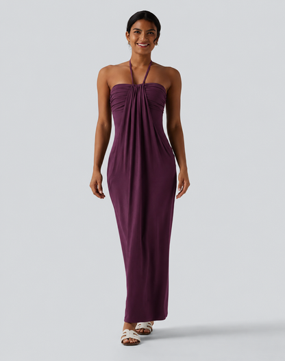 Halter Tie Back Maxi Dress with Pockets