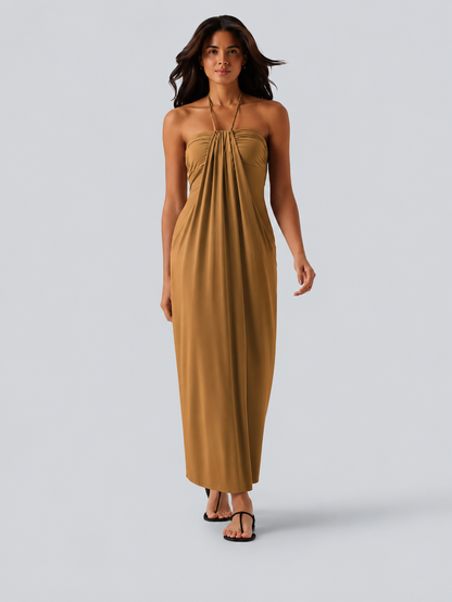 Halter Tie Back Maxi Dress with Pockets