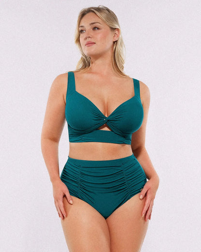 Twist-Front Bikini Top & High-Waisted Bottom Set