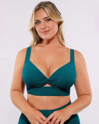 Twist-Front Bikini Top & High-Waisted Bottom Set