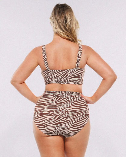 Twist-Front Bikini Top & High-Waisted Bottom Set
