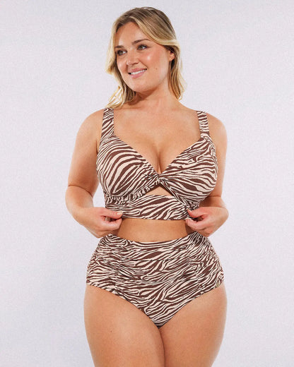 Twist-Front Bikini Top & High-Waisted Bottom Set