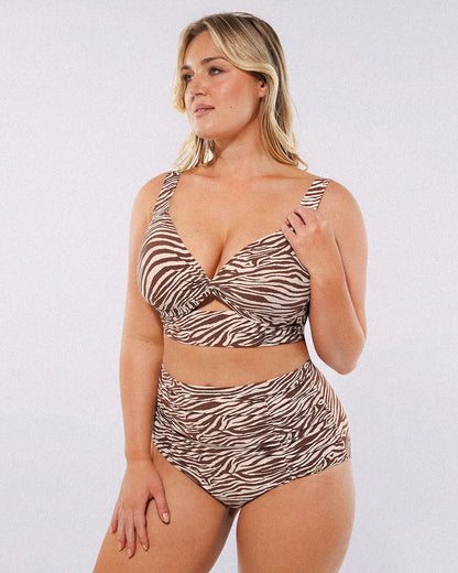 Twist-Front Bikini Top & High-Waisted Bottom Set