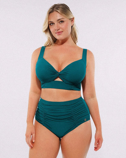 Twist-Front Bikini Top & High-Waisted Bottom Set