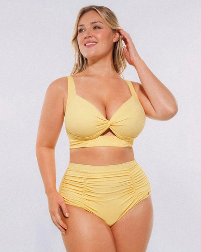 Twist-Front Bikini Top & High-Waisted Bottom Set
