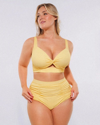 Twist-Front Bikini Top & High-Waisted Bottom Set