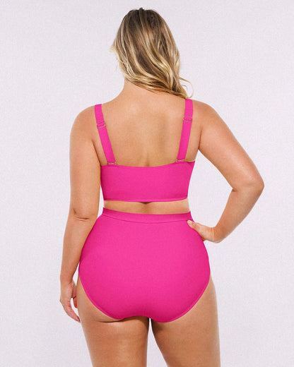 Twist-Front Bikini Top & High-Waisted Bottom Set