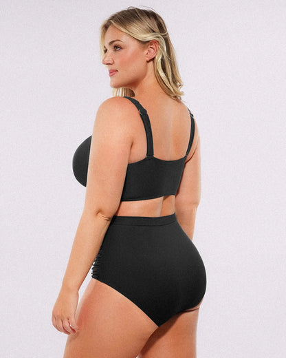 Twist-Front Bikini Top & High-Waisted Bottom Set