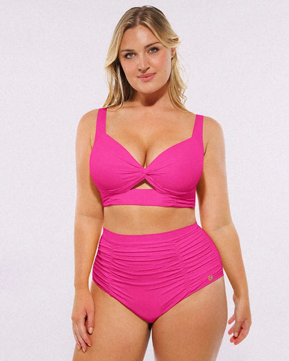 Twist-Front Bikini Top & High-Waisted Bottom Set