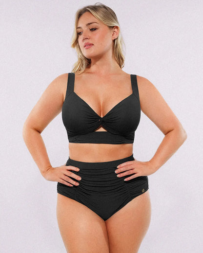 Twist-Front Bikini Top & High-Waisted Bottom Set