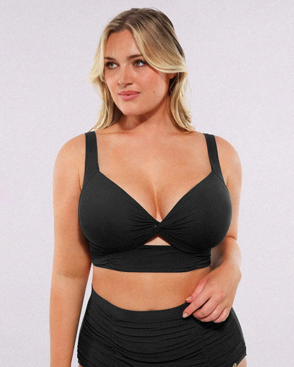 Twist-Front Bikini Top & High-Waisted Bottom Set