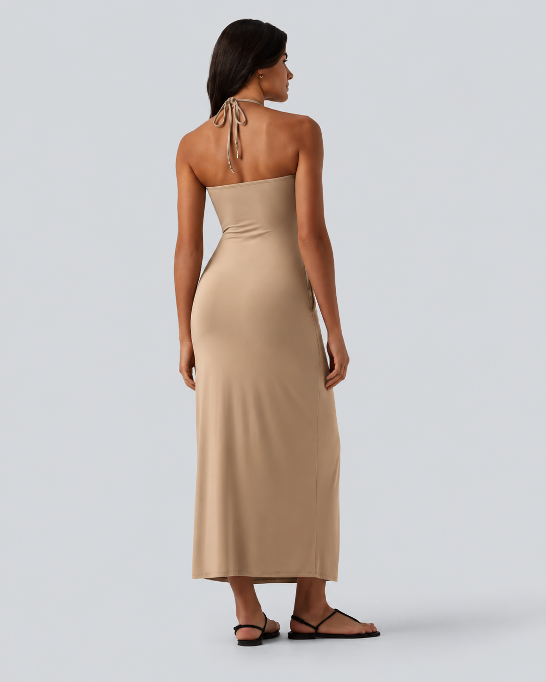 Halter Tie Back Maxi Dress with Pockets