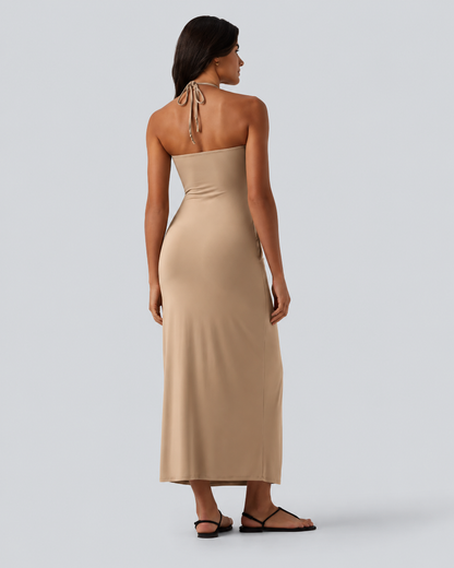 Halter Tie Back Maxi Dress with Pockets