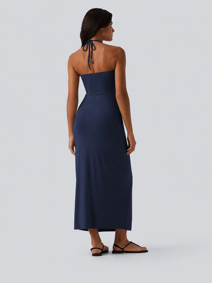 Halter Tie Back Maxi Dress with Pockets