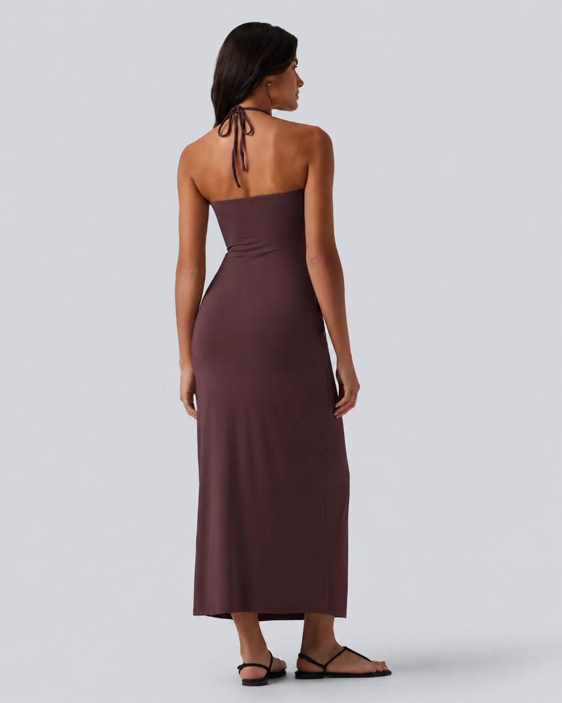 Halter Tie Back Maxi Dress with Pockets