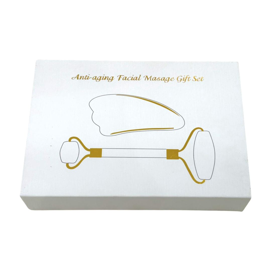 Sett med massasjerulle og Gua Sha
