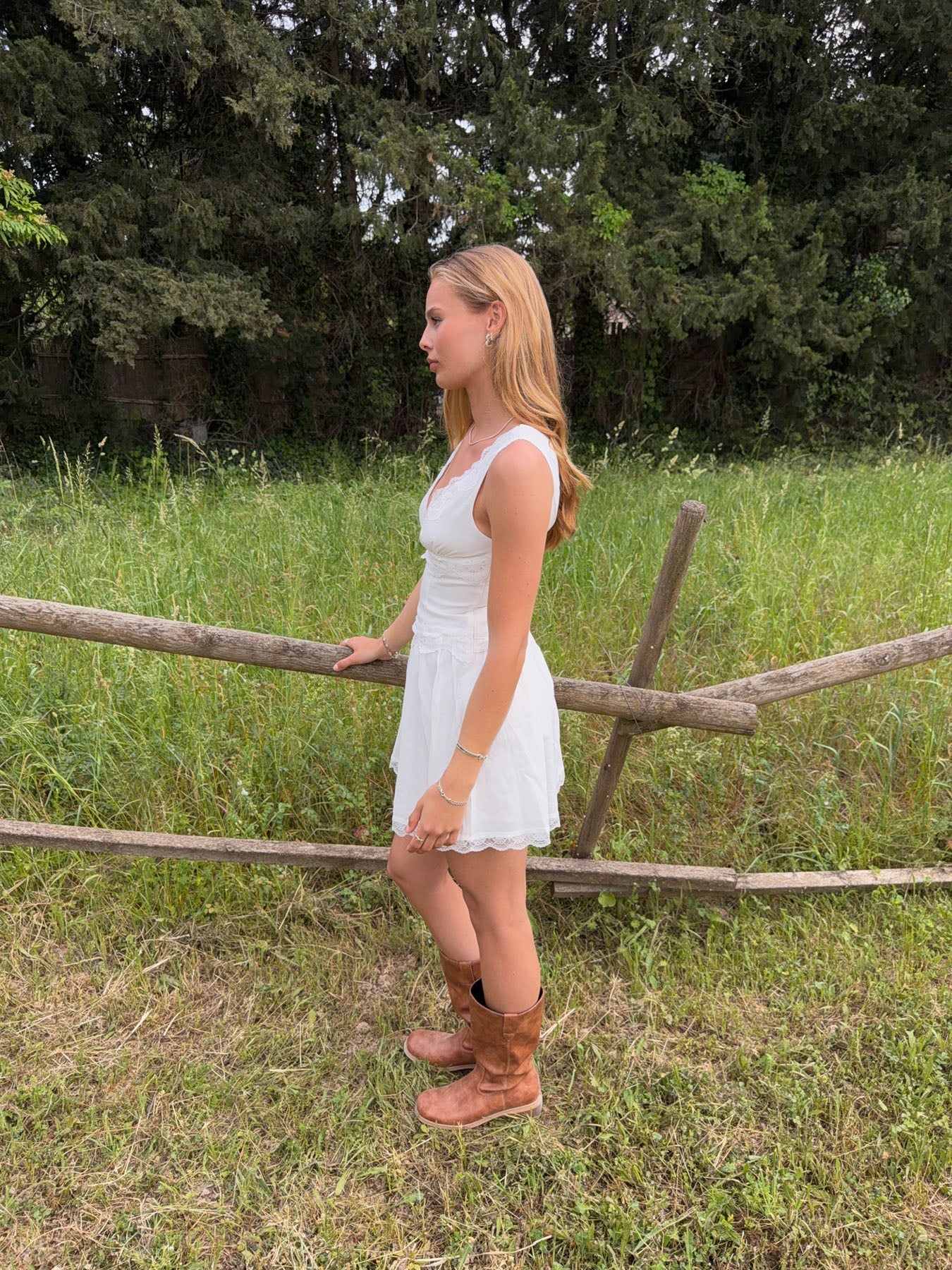 Linoa mini dress with lace - White