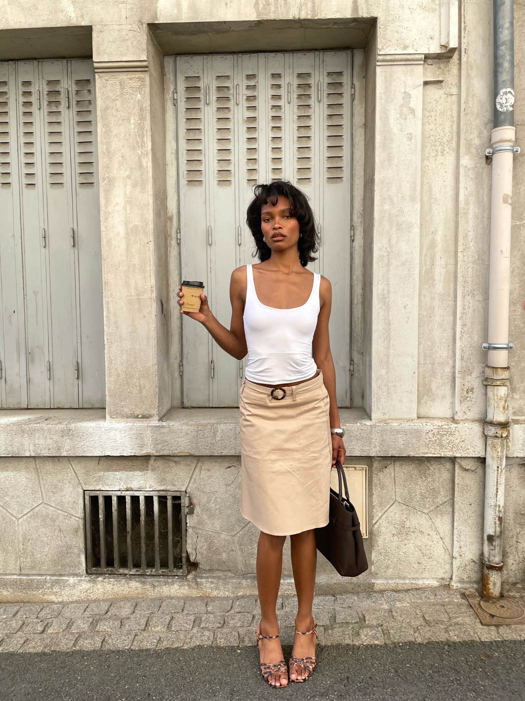 Scandivv skirt with belt - Beige