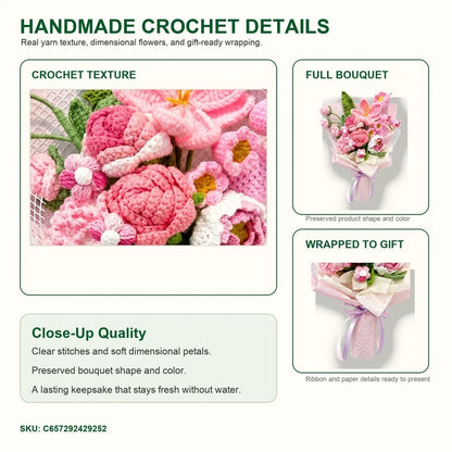Style C Crochet Flower Bouquet Handmade Yarn Flowers Gift Home Decor