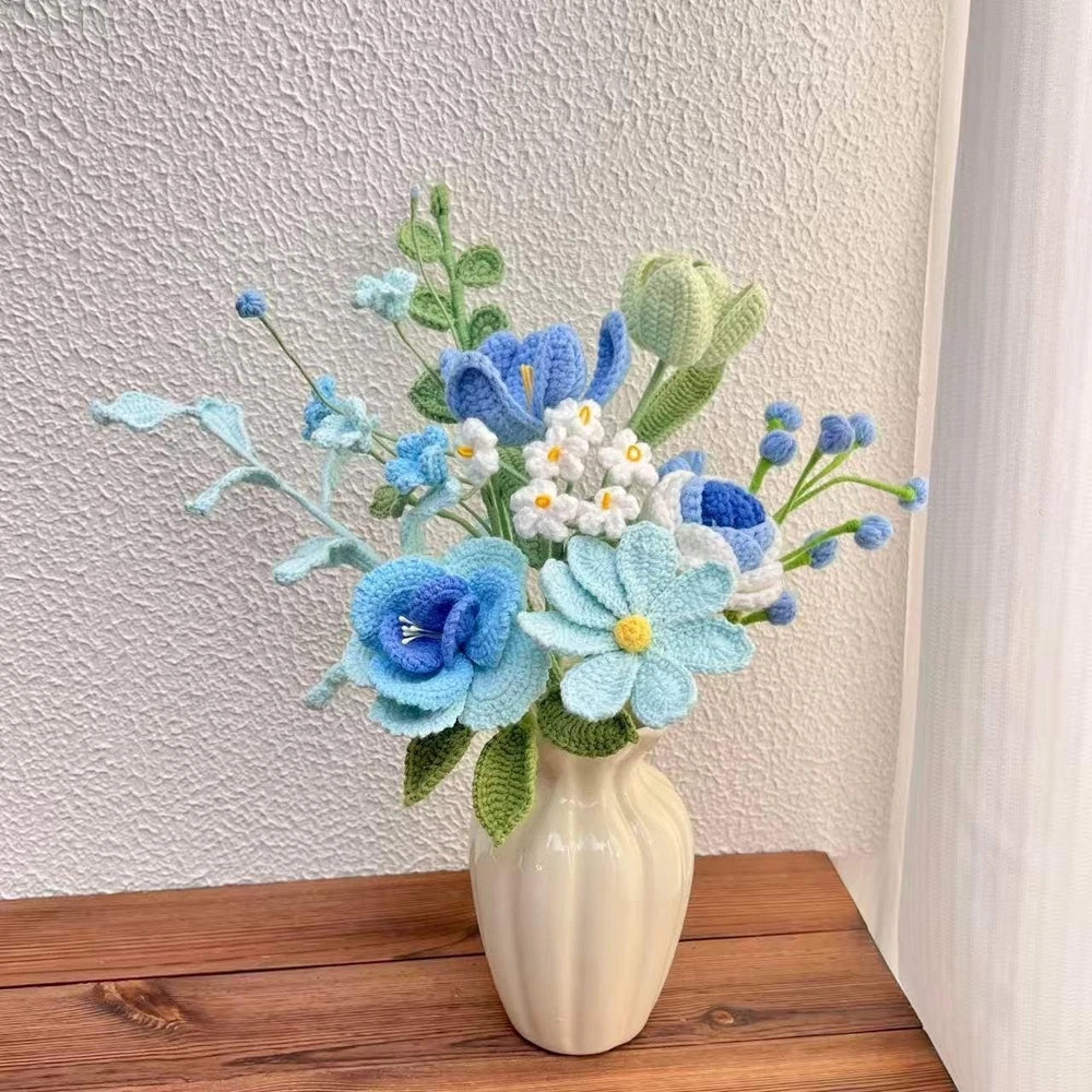 Purple Crochet Flower Bouquet Birthday Mother's Day Mom Keepsake Flowers Gift