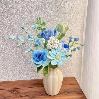Purple Crochet Flower Bouquet Birthday Mother's Day Mom Keepsake Flowers Gift
