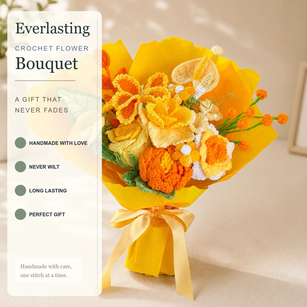 Style H Handmade Crochet Flower Bouquet Yarn Gift Decor