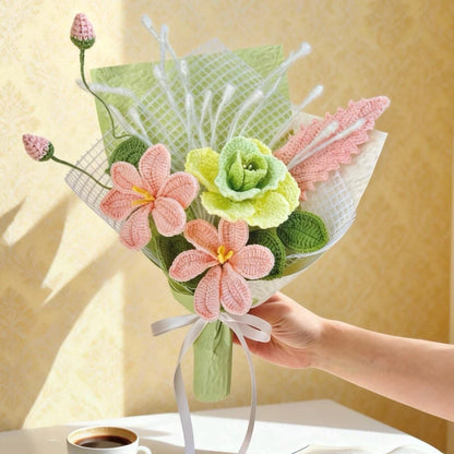 Crochet Carnation Rose Bouquet Handmade Mother's Day Mom Keepsake Flowers Gift