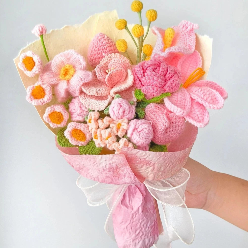 Style F Crochet Flower Bouquet Handmade Yarn Flowers Gift Home Decor