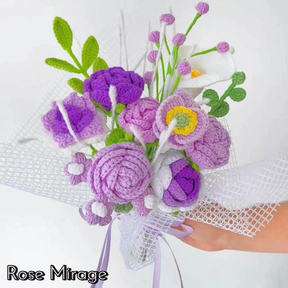 Purple Crochet Flower Bouquet Birthday Mother's Day Mom Keepsake Flowers Gift
