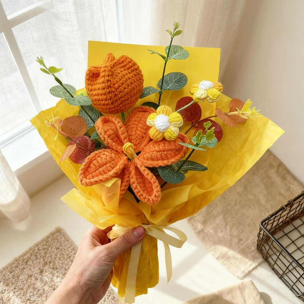 Crochet Carnation Rose Bouquet Handmade Mother's Day Mom Keepsake Flowers Gift