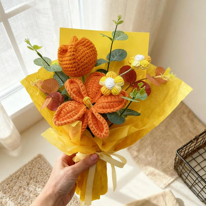 Crochet Carnation Rose Bouquet Handmade Mother's Day Mom Keepsake Flowers Gift