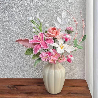 Purple Crochet Flower Bouquet Birthday Mother's Day Mom Keepsake Flowers Gift