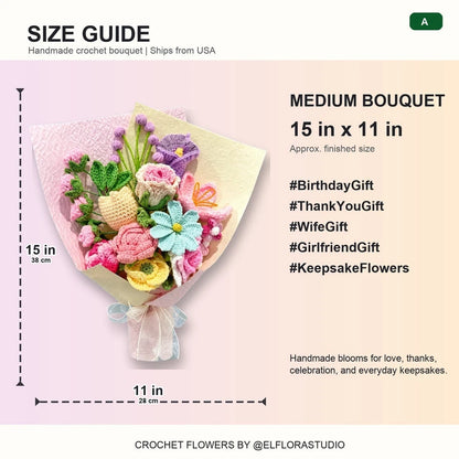 Style B Crochet Flower Bouquet Handmade Yarn Flowers Gift Home Decor