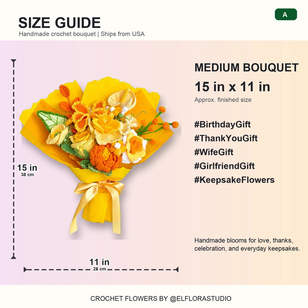 Style H Handmade Crochet Flower Bouquet Yarn Gift Decor